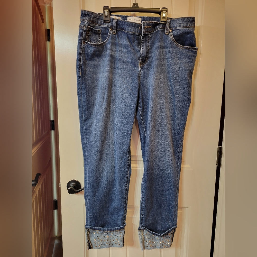 Lane bryant mid rise studded boyfriend jeans